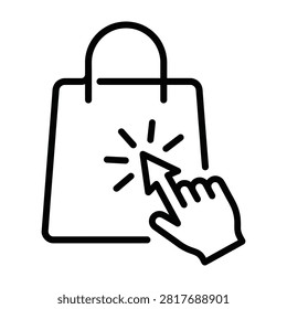 Clickable shopping bag vector icon for e commerce websites with shopping ecommerce purchase internet interface