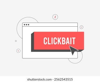 Clickbait marketing concept with attention-grabbing headlines, viral strategies, misleading ads. Clickbait content designed to boost online engagement, drive clicks and increase digital traffic