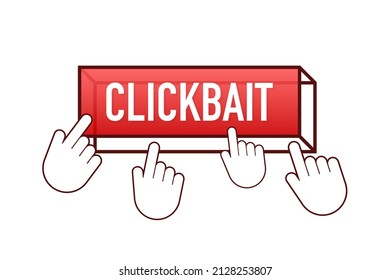 Pulsar sobre el botón rojo. Pulse con la mano el símbolo de icono. Flechas del cursor, botón pulsador. Ilustración de material vectorial.