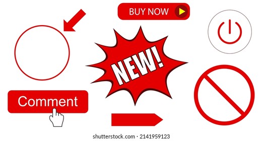 Clickbaits. Conjunto de iconos para hacer clic.Haga clic en los botones de los sitios web, los anuncios y los sitios de blogs.Concepto vector arte.