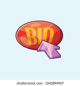 Klicken Sie auf die Schaltfläche "id". Auktionsillustrationskonzept im Cartoon-Stil