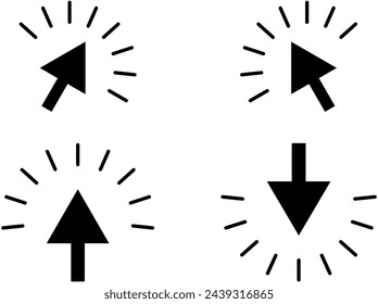 Clicking the cursor icon, computer button arrow sign vector illustration.