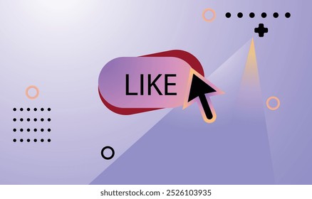 clicking cursor on Like Button. Colorful gradient  vector illustration for social media. trendy elements art. Click icon cursor. Pointer retro style vector background