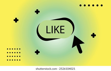 clicking cursor on Like Button. Colorful gradient  vector illustration for social media. trendy elements art. Click icon cursor. Pointer retro style vector background