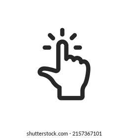 Clicking finger icon, Click vector pictogram. Hand pointer isolated on white background.