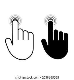 Clicking finger icon. Hand Click icon. Flat icon. Vector graphic illustration. Web icon.