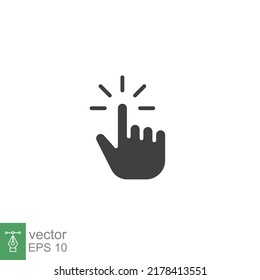 Clicking finger icon. Hand click, pointer symbol. Vector illustration isolated. Simple solid style. EPS 10.