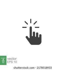 Clicking finger icon. Hand click, pointer symbol. Vector illustration isolated. Simple solid style. EPS 10.