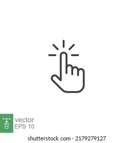 Clicking finger icon. Hand click, pointer symbol. Vector illustration isolated. Simple outline style. EPS 10.