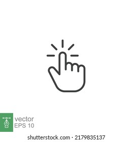 Clicking finger icon. Hand click, pointer symbol. Vector illustration isolated. Simple outline style. EPS 10.
