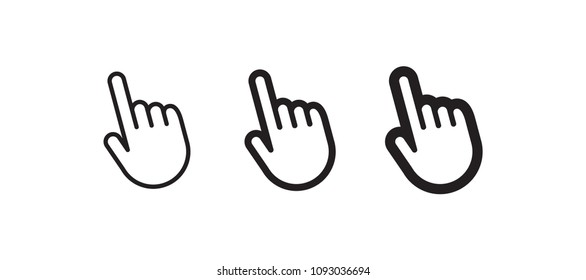 Clicking finger icon, hand pointer vector