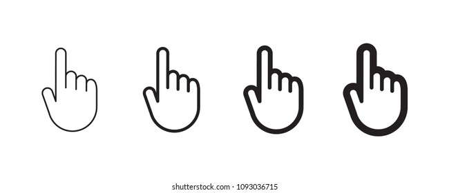 Clicking finger icon, hand pointer vector