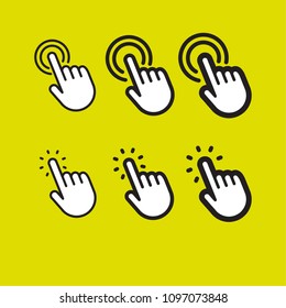 Clicking finger icon, hand pointer vector