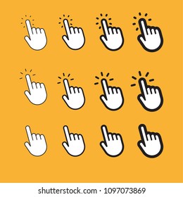 Clicking finger icon, hand pointer vector