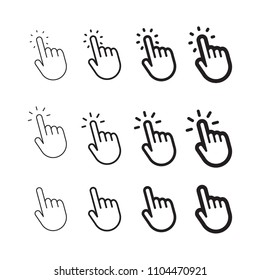 Clicking finger icon, hand pointer vector