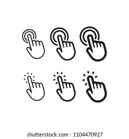 Clicking finger icon, hand pointer vector