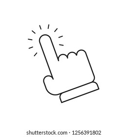 Clicking finger icon, hand pointer vector