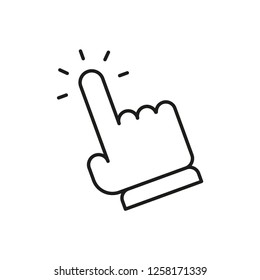 Clicking finger icon, hand pointer vector