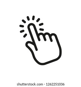 Clicking finger icon, hand pointer vector