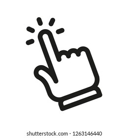 Clicking finger icon, hand pointer vector