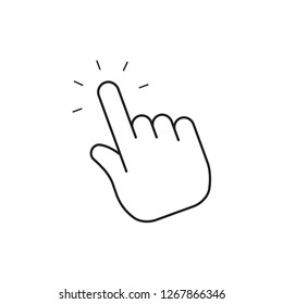 Clicking finger icon, hand pointer vector