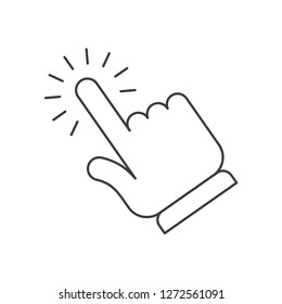 Clicking finger icon, hand pointer vector