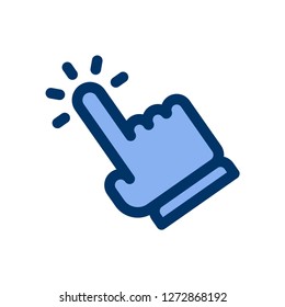 Clicking finger icon, hand pointer vector
