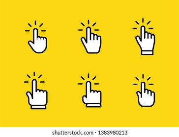 Clicking finger icon, hand pointer vector collection