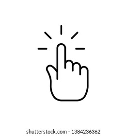 Clicking finger icon, hand pointer vector