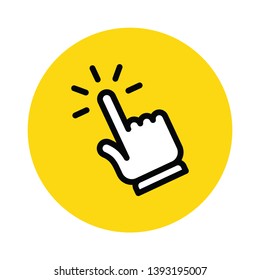 Clicking finger icon, hand pointer vector button