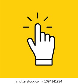 Clicking finger icon, hand pointer vector