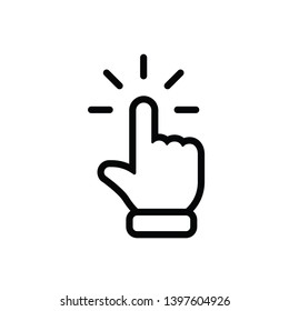 Clicking finger icon, hand pointer vector