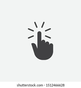 Clicking finger icon, hand pointer vector icon