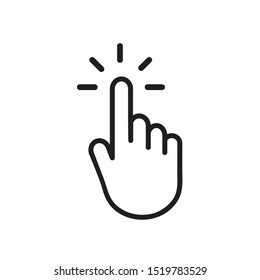 Clicking finger icon, hand pointer on white background vector