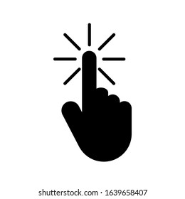 Clicking finger icon, hand pointer on white background