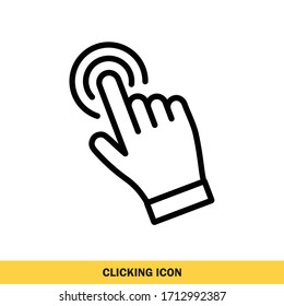 Clicking finger icon, hand pointer vector. Click mouse.