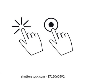 Clicking finger icon, hand pointer on white background vector. click icon stock vector illustration flat design. Touch vector icons set. Illustration isolated for graphic and web design.