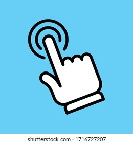 Klicken Sie auf das Symbol mit dem Finger, Zeiger, Vektorgrafik. Klicken Sie auf die Maus.