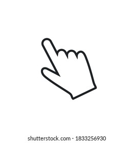 Clicking finger icon, hand pointer on white background vector