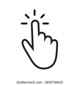 Clicking finger icon, hand pointer on white background vector