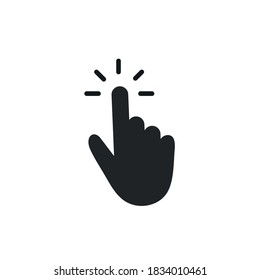 Klicken Sie auf das Symbol mit dem Finger, Hand-Zeiger auf weißem Hintergrund, Vektorgrafik