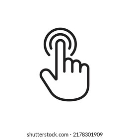 Clicking finger icon, hand pointer on white background vector