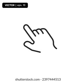 Clicking finger icon, hand pointer on white background. vector eps 10