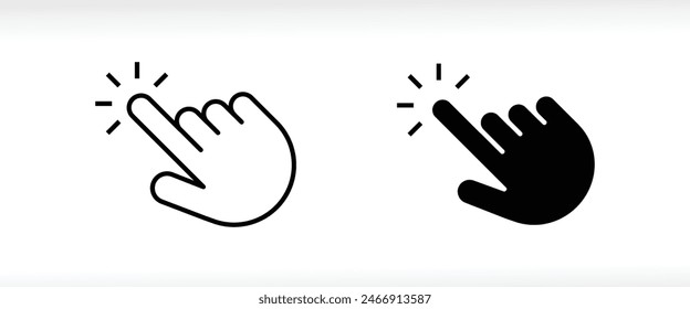 Clicking finger icon, hand pointer icons button, vector, sign, symbol, logo, illustration, editable stroke, flat design style isolated on white linear pictogram