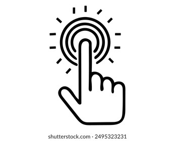 Clicking finger icon, hand pointer vector