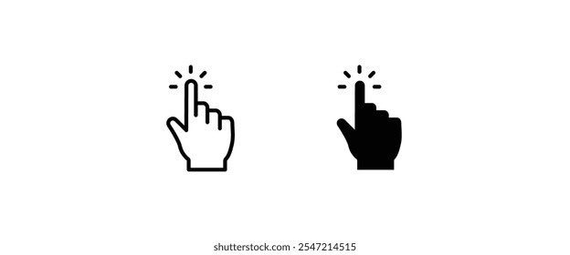 Clicking finger icon, hand pointer icons button, vector, sign, symbol, logo, illustration, editable stroke, flat design style isolated on white linear pictogram