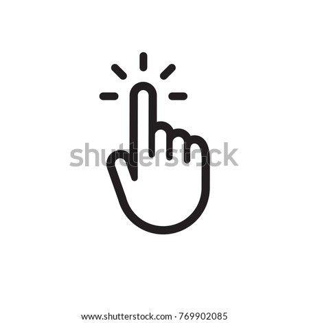 Clicking finger icon, hand pointer vector