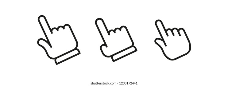 Clicking finger icons, hand pointer vector collection