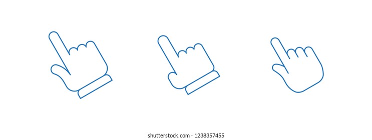 Clicking finger icons, hand pointer vector collection