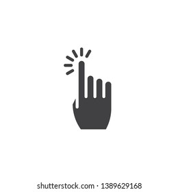Clicking finger vector icon. Hand Click filled flat sign for mobile concept and web design. Finger touch gesture glyph icon. Symbol, logo illustration. Pixel perfect vector graphics